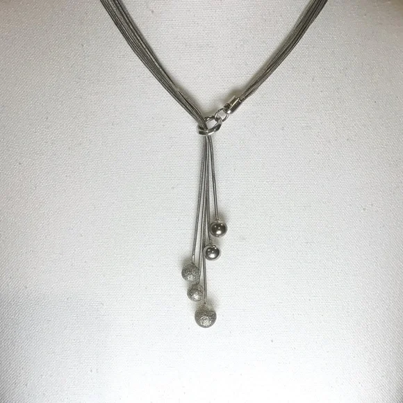 Stering .925 Sterling Silver Multi-Strand Necklace Heavy Sterling Designer balls - Picture 2 of 7